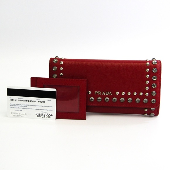 PRADA Saffiano Studded Wallet W/ Card Holder - Picture 1 of 11